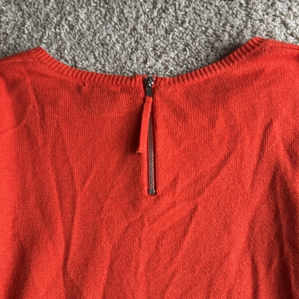 H&M L Oversized Orange Crew Neck Sweater with Zip Up Back Detail Women's EUC